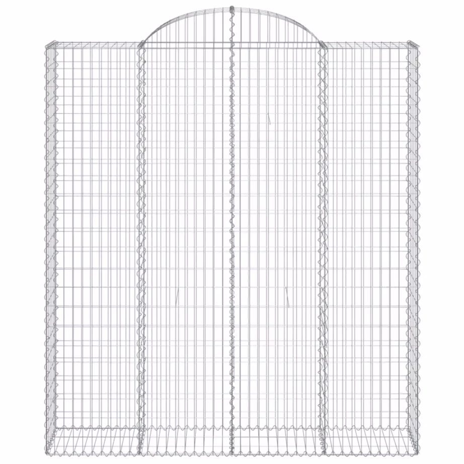 Kaarekujuline gabioonkorv aiaseinale, tsingitud raud, hõbedane, 200 x 50 x 220/240 cm – 3