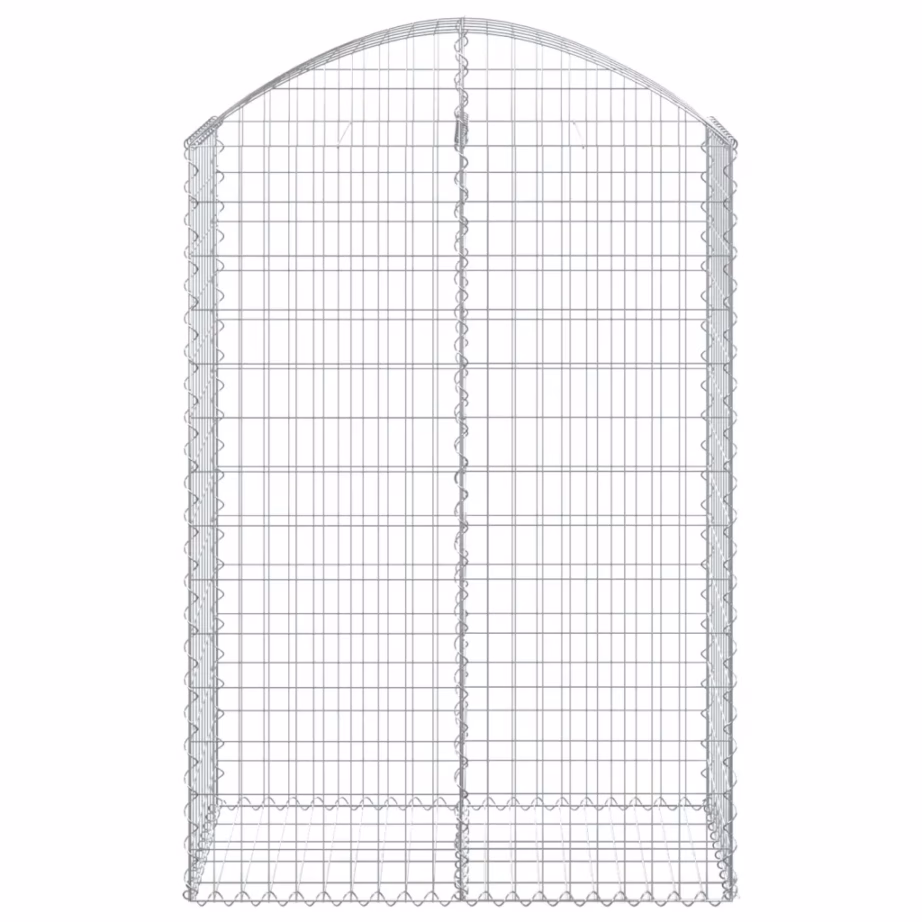 Kaarekujuline gabioonkorv aiaseinale, hõbedane tsingitud raud, 100 x 50 x 140/160 cm – 3