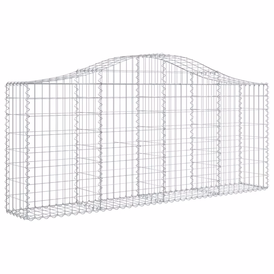 Kaarekujulised gabioonikorvid aiamüürile, 3 tk, tsingitud raud, hõbedane, 200 x 30 x 80/100 cm – 3