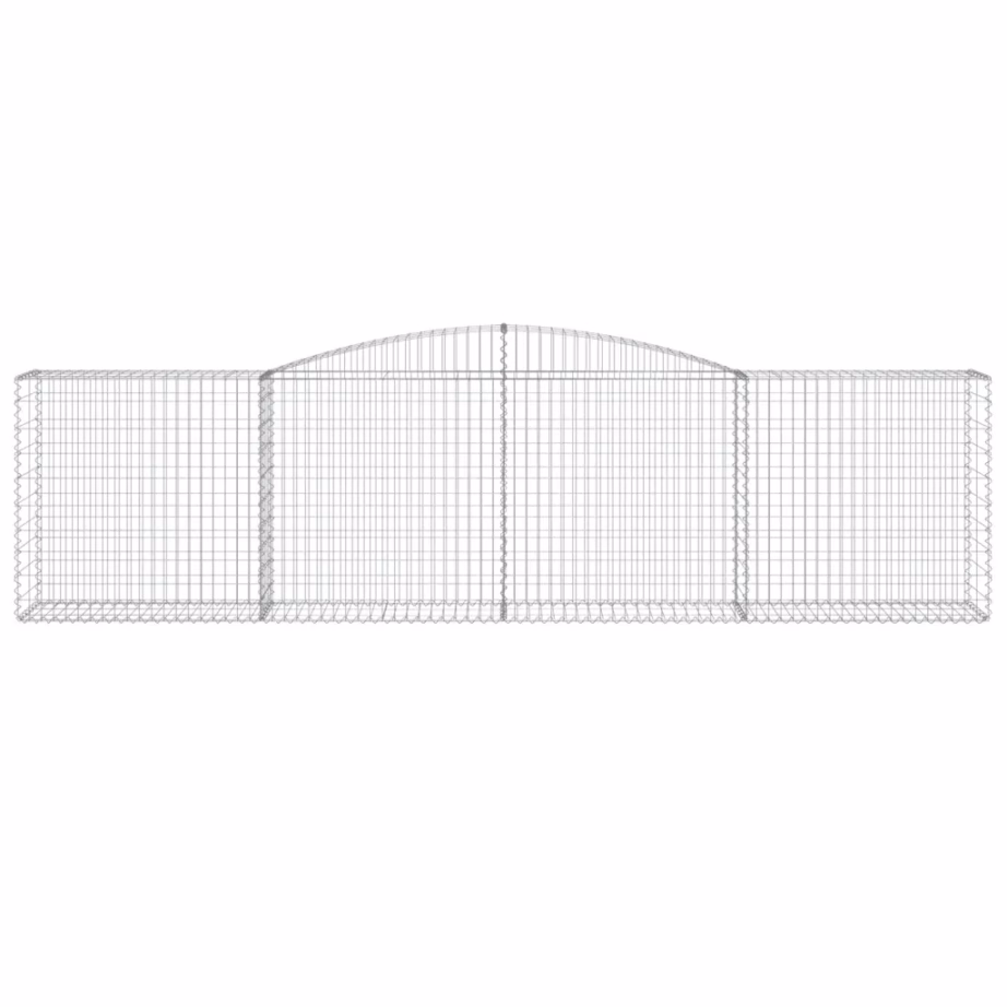 Kaarekujulised gabioonikorvid aiaseinaks, 4 tk, tsingitud raud, hõbedane, 400 x 50 x 100/120 cm – 4