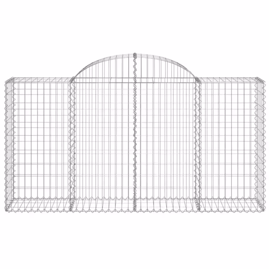Kaarekujulised gabioonikorvid aiaseinale, 40 tk, tsingitud raud, hõbedane, 200 x 50 x 100/120 cm – 4