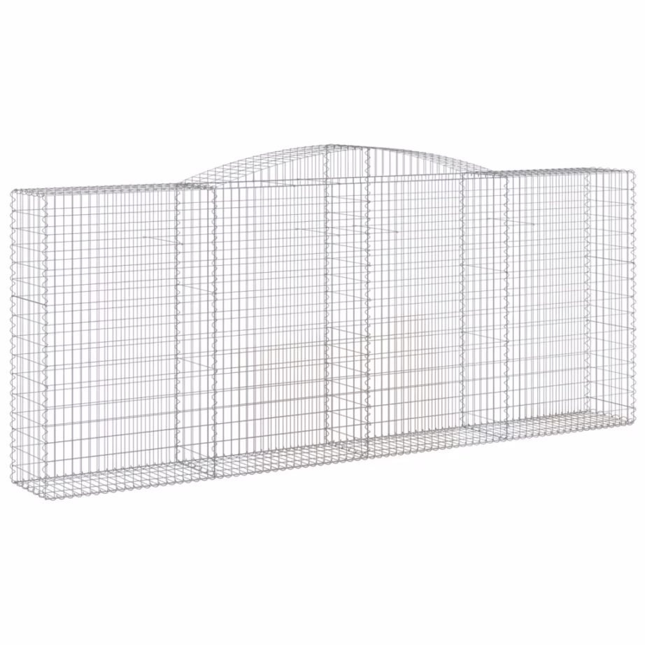 Kaarekujulised gabioonikorvid aiapiirdeks, 7 tk, tsingitud raud, 400 x 50 x 160/180 cm – 3