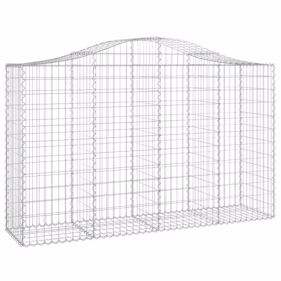 Kaarekujulised gabioonkorvid tugiseinaks, 10 tk, hõbedane tsingitud raud, 200 x 50 x 120/140 cm, võrguava 5 x 10 cm - 3