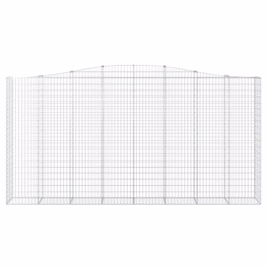 Kaarekujulised gabioonkorvid aiamüürile, 10 tk, tsingitud raud, hõbedane, 400 x 50 x 200/220 cm – 4