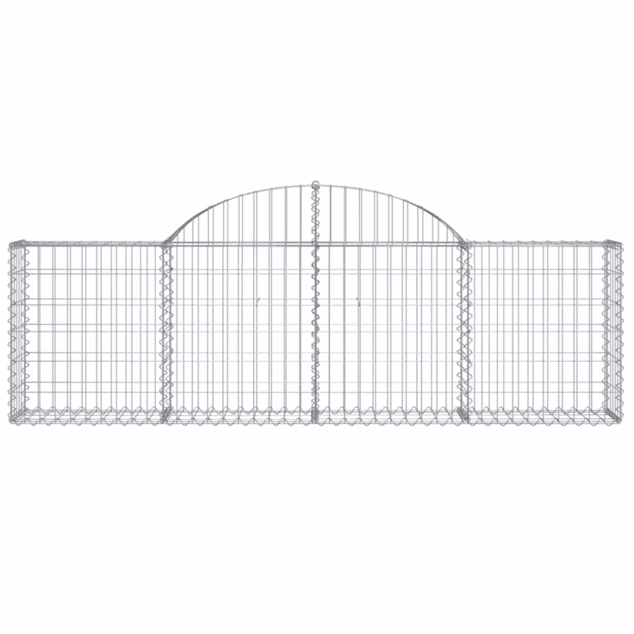 Kaarekujulised gabioonkorvid aiaseinaks, 14 tk, hõbedane tsingitud raud, 200 x 30 x 60/80 cm – 4