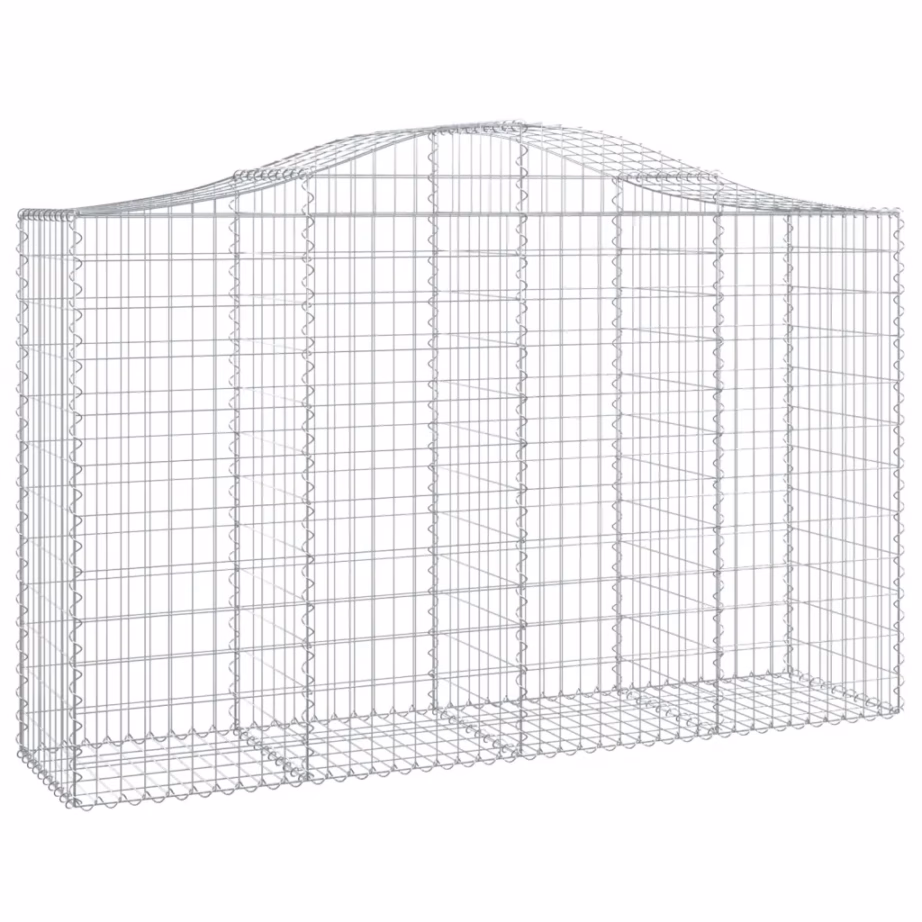 Kaarekujulised gabioonkorvid aiaseinaks, 2 tk, hõbedane tsingitud raud, 200 x 50 x 120/140 cm - 3