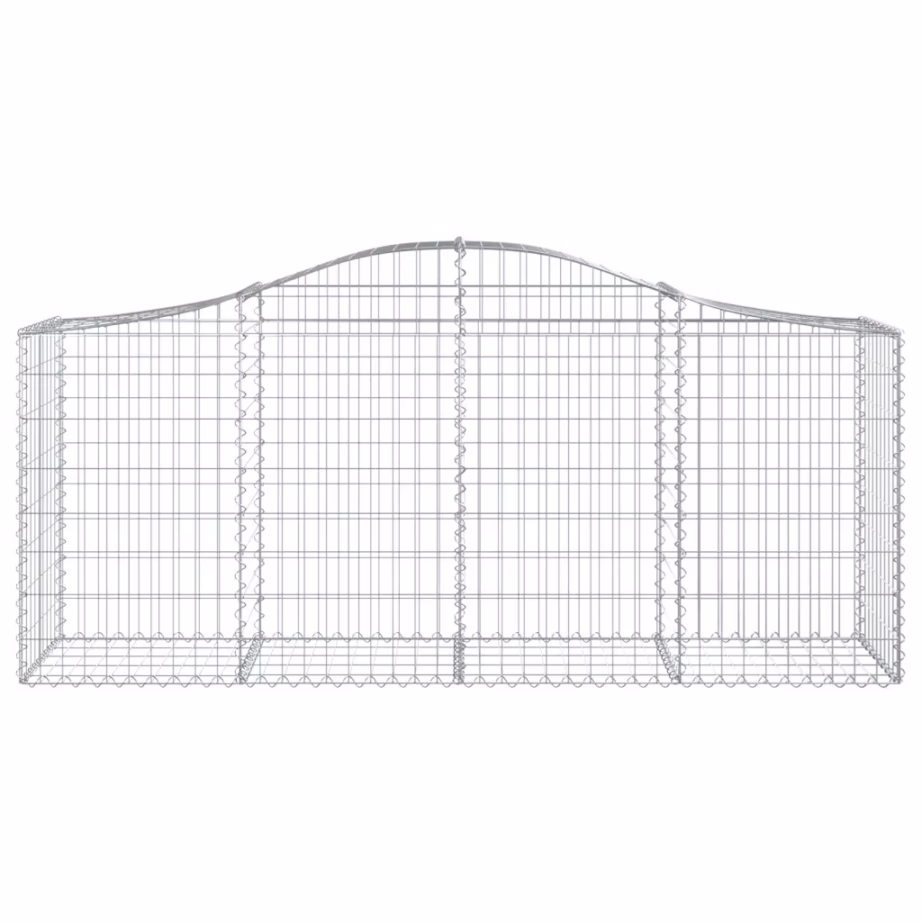 Kaarekujulised gabioonkorvid aiamüüriks, 25 tk, tsingitud raud, hõbedane, 200 x 50 x 80/100 cm – 4