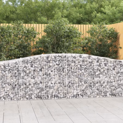 Kaarekujulised gabioonkorvid aiapiirdeks, 25 tk, hõbedane tsingitud raud, 400 x 50 x 80/100 cm