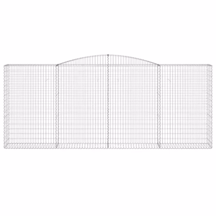 Kaarekujulised gabioonkorvid aiaseinaks, 25 tk, tsingitud raud, hõbedane, 400 x 50 x 160/180 cm – 4