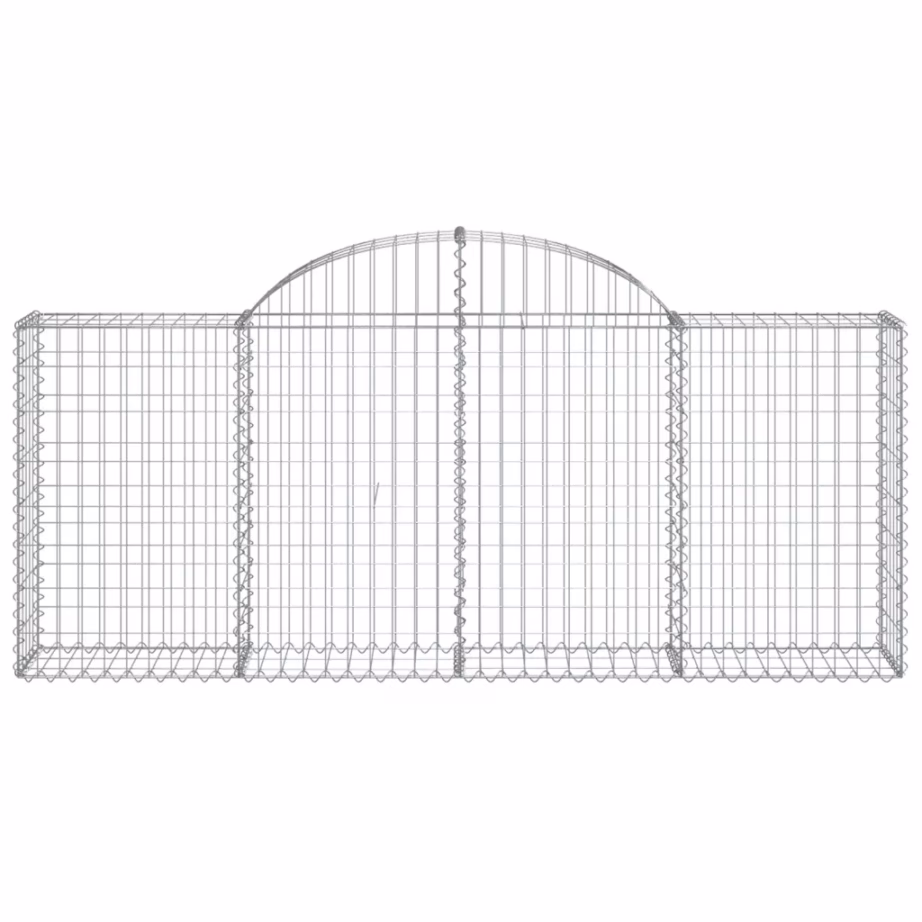Kaarekujulised gabioonkorvid aiaseinaks, 3 tk, hõbedane tsingitud raud, 200 x 30 x 80/100 cm – 4