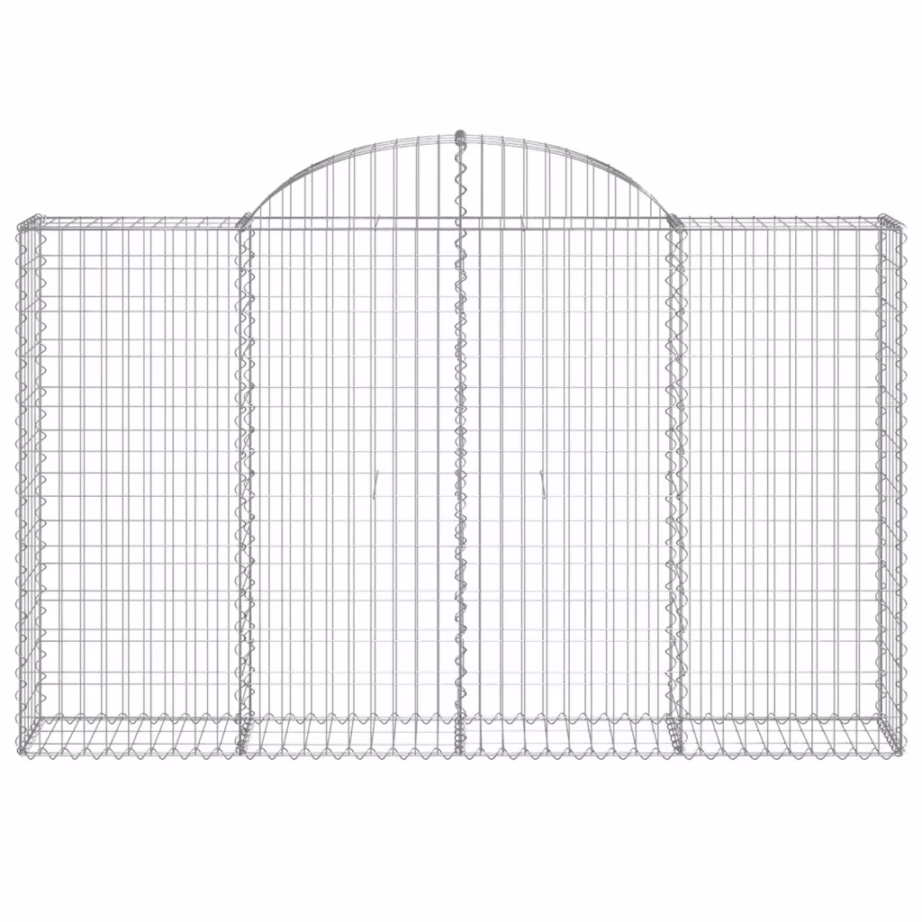 Kaarekujulised gabioonkorvid aiapiirdeks, 30 tk, tsingitud raud, hõbedane, 200 x 30 x 120/140 cm – 4