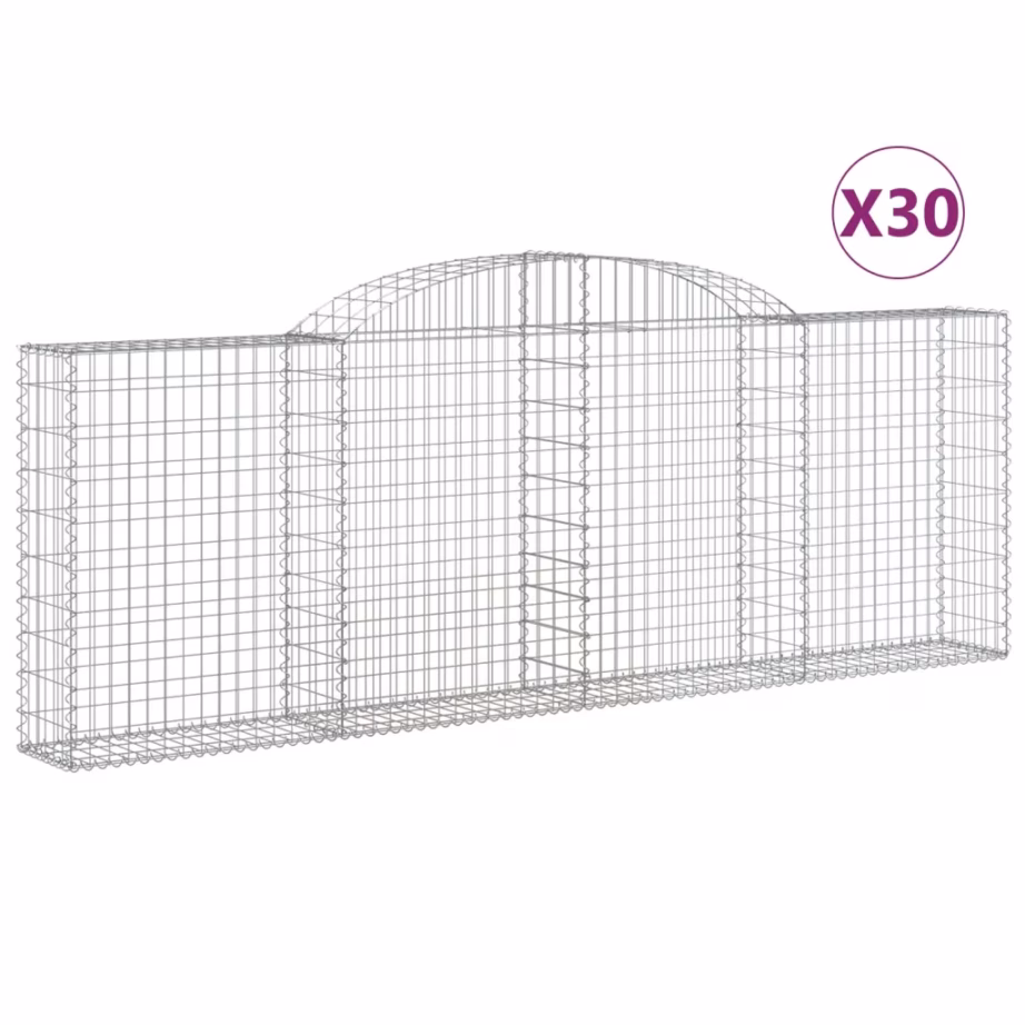 Kaarekujulised gabioonkorvid aiamüüri jaoks, 30 tk, hõbedane tsingitud raud, 300 x 30 x 100/120 cm – 2