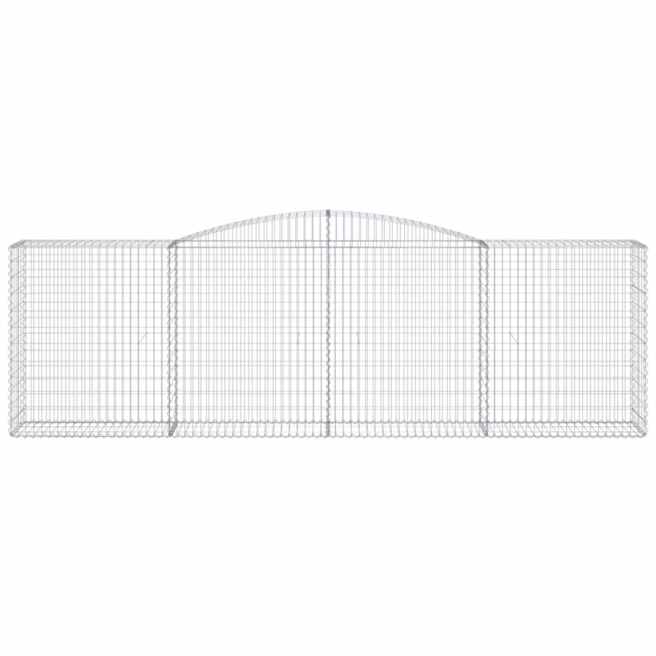 Kaarekujulised gabioonikorvid aiaseinaks, 4 tk, tsingitud raud, hõbedane, 400 x 50 x 120/140 cm – 4