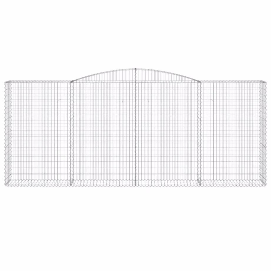 Kaarekujulised gabioonkorvid aiamüüri jaoks, 6 tk, tsingitud raud, hõbedane, 400 x 50 x 160/180 cm – 4