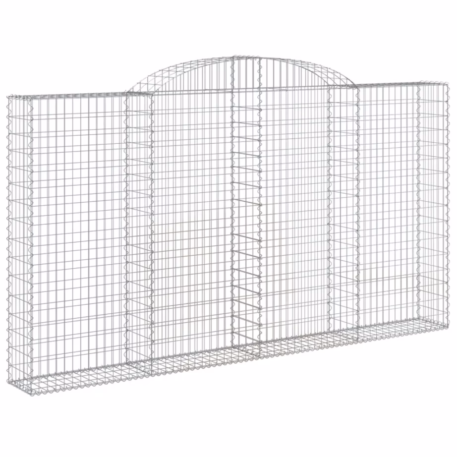 Kaarekujulised gabioonkorvid aiaseinaks, 7 tk, tsingitud raud, hõbedane, 300 x 30 x 160/180 cm – 3