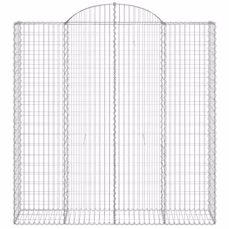 Kaarekujulised gabioonkorvid aiaseinaks, 7 tk, tsingitud raud, hõbedane, 200 x 50 x 200/220 cm – 4