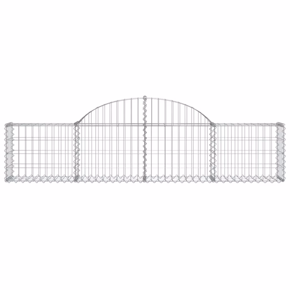 Kaarekujulised gabioonkorvid aias tugiseinaks, 7 tk, tsingitud raud, hõbedane, 200 x 30 x 40/60 cm – 4