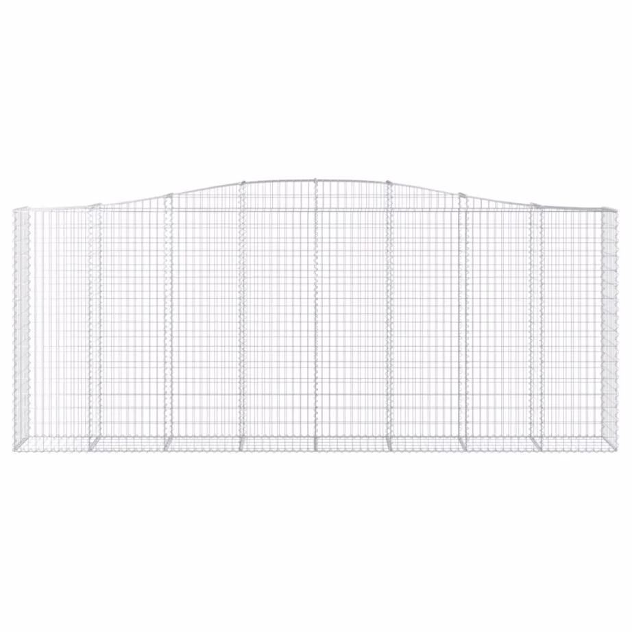 Kaarekujulised gabioonkorvid aiaseinaks, 8 tk, tsingitud raud, hõbedane, 400 x 50 x 160/180 cm – 4