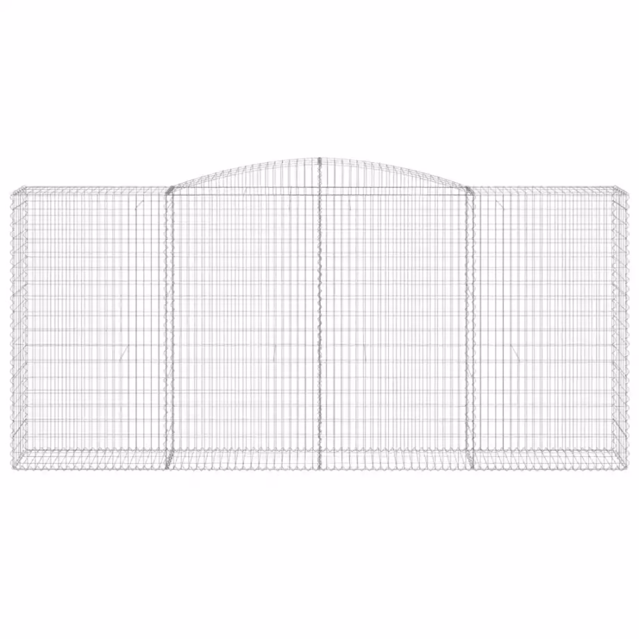 Kaarekujulised gabioonkorvid aiaseinaks, 10 tk, tsingitud raud, hõbedane, 400 x 50 x 180/200 cm – 4