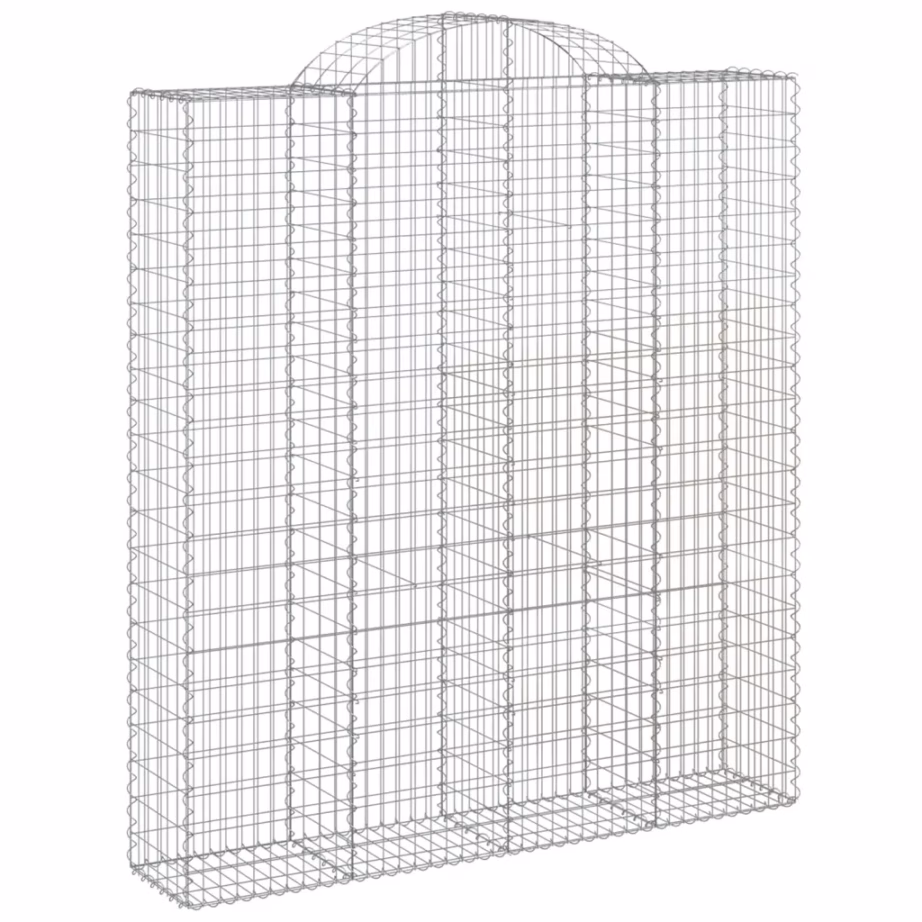 Kaarekujulised gabioonkorvid aiaseinaks, 11 tk, tsingitud raud, hõbedane, 200 x 50 x 220/240 cm – 3