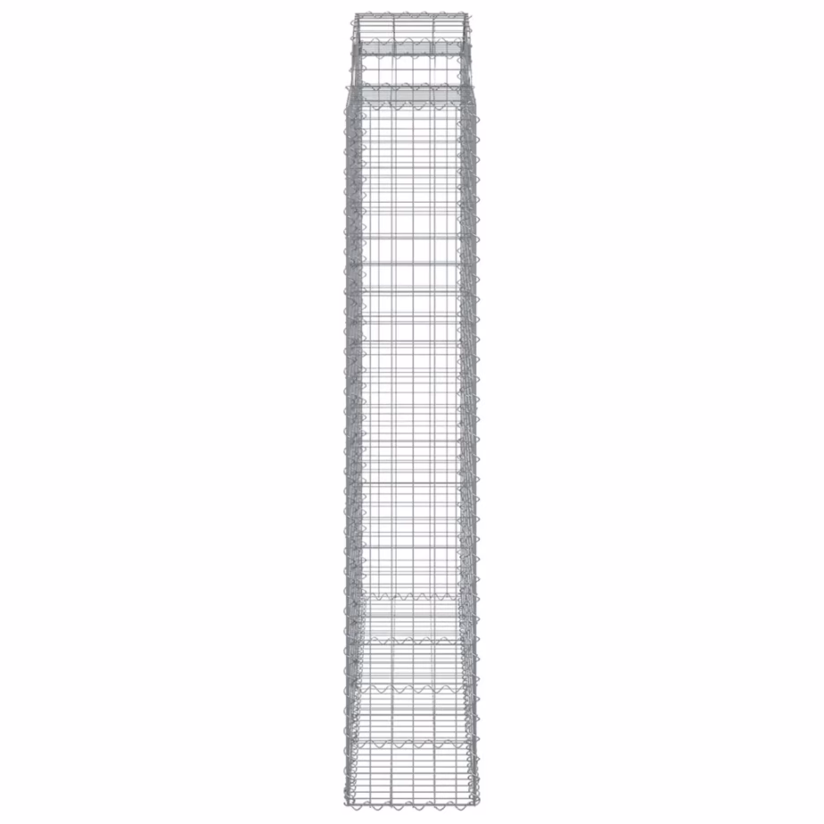 Kaarekujulised gabioonkorvid aiaseinaks, 11 tk, tsingitud raud, hõbedane, 200 x 50 x 220/240 cm – 5