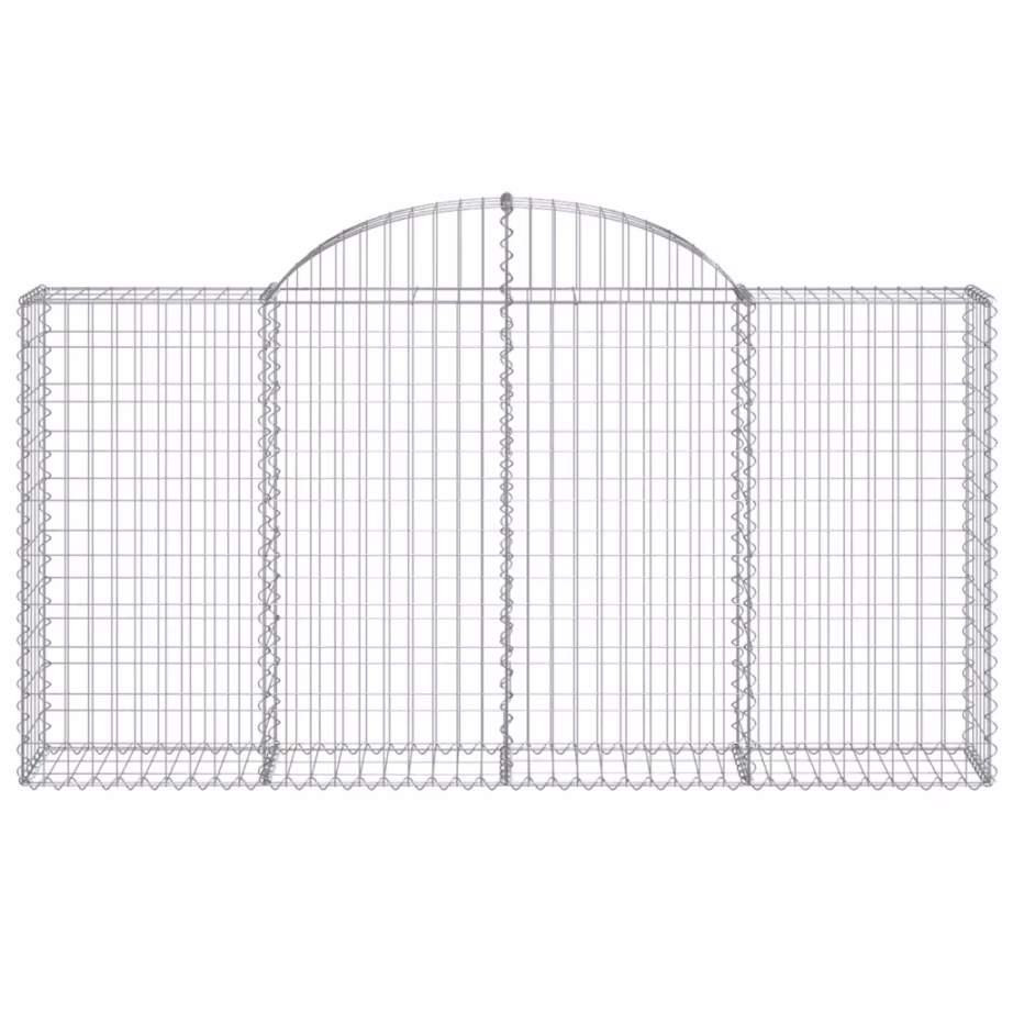 Kaarekujulised gabioonkorvid aiaseinaks, 14 tk, tsingitud rauast, hõbedane, 200 x 30 x 100/120 cm – 4