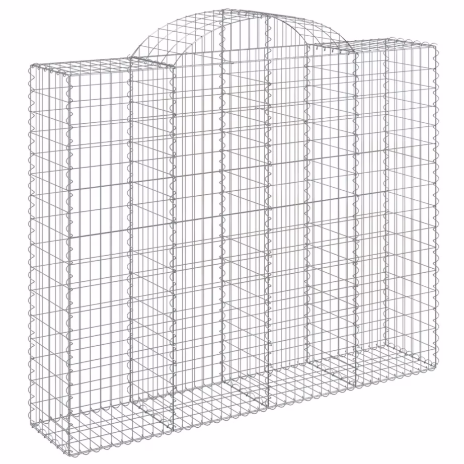 Kaarekujulised gabioonkorvid aiaseinaks, 14 tk, hõbedane tsingitud raud, 200 x 50 x 160/180 cm - 3