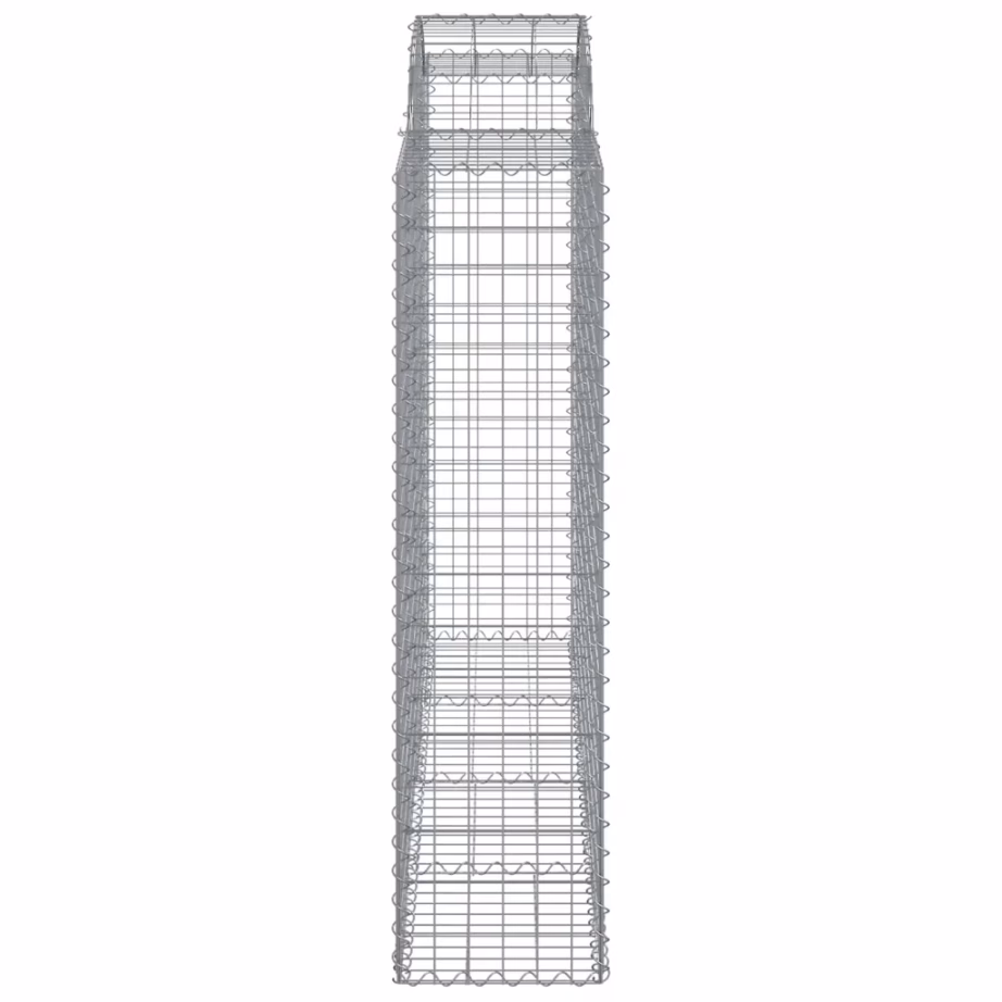 Kaarekujulised gabioonkorvid aiaseinaks, 14 tk, hõbedane tsingitud raud, 200 x 50 x 160/180 cm - 5