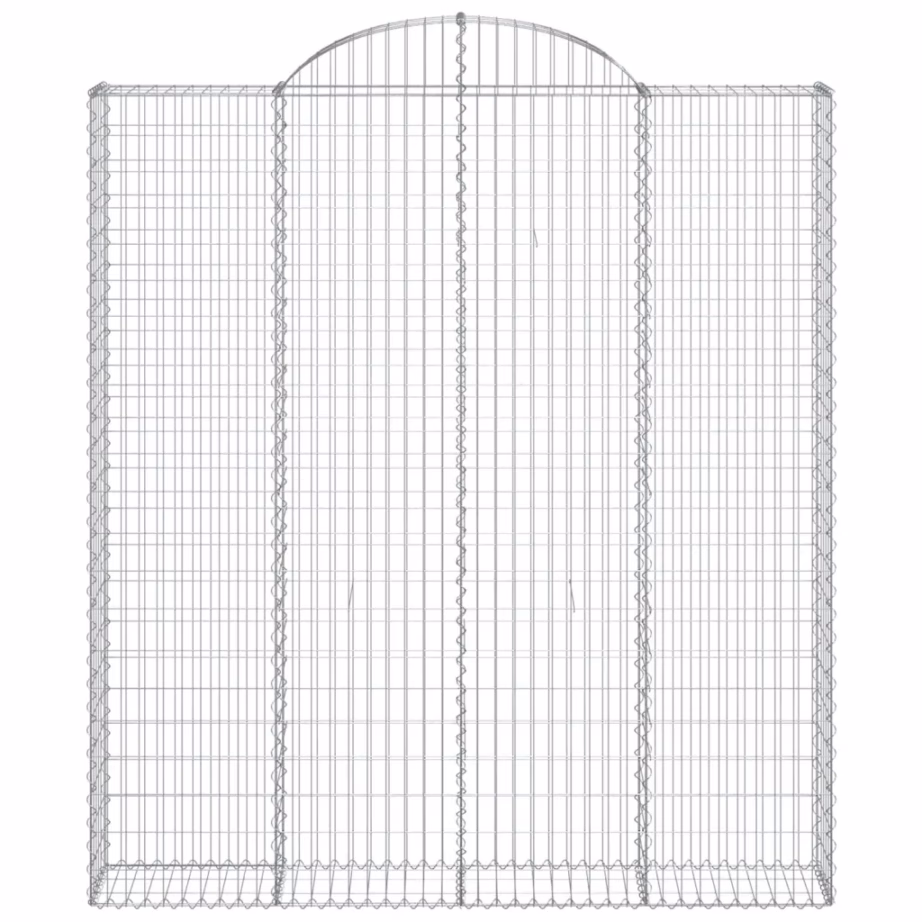 Kaarekujulised gabioonkorvid aiaseinaks, 2 tk, tsingitud raud, hõbedane, 200 x 30 x 220/240 cm – 4