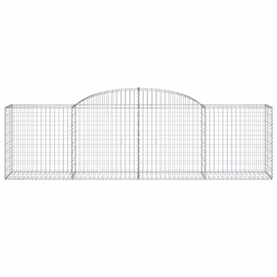 Kaarekujulised gabioonkorvid aiaseinaks, 4 tk, tsingitud raud, hõbedane, 300 x 50 x 80/100 cm – 4