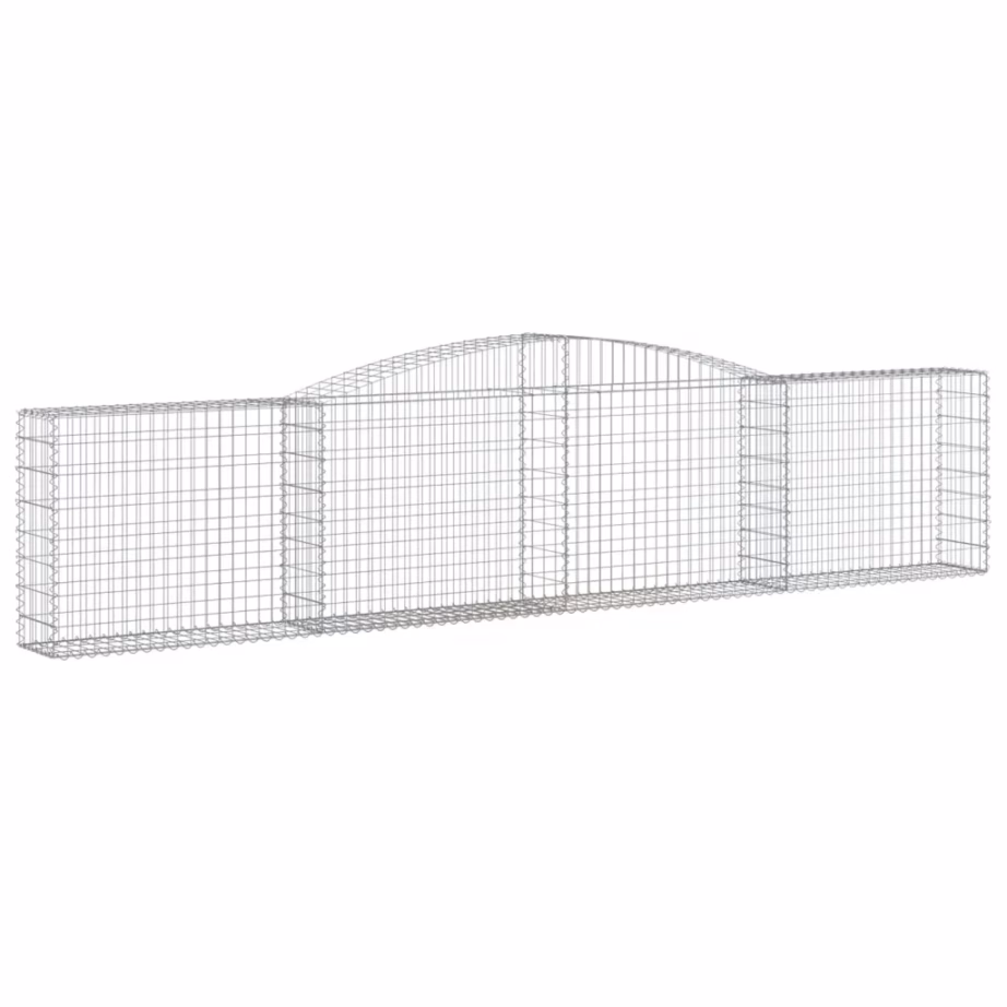 Kaarekujulised gabioonkorvid aiaseinaks, 6 tk, hõbedane tsingitud raud, 400 x 30 x 80/100 cm - 3