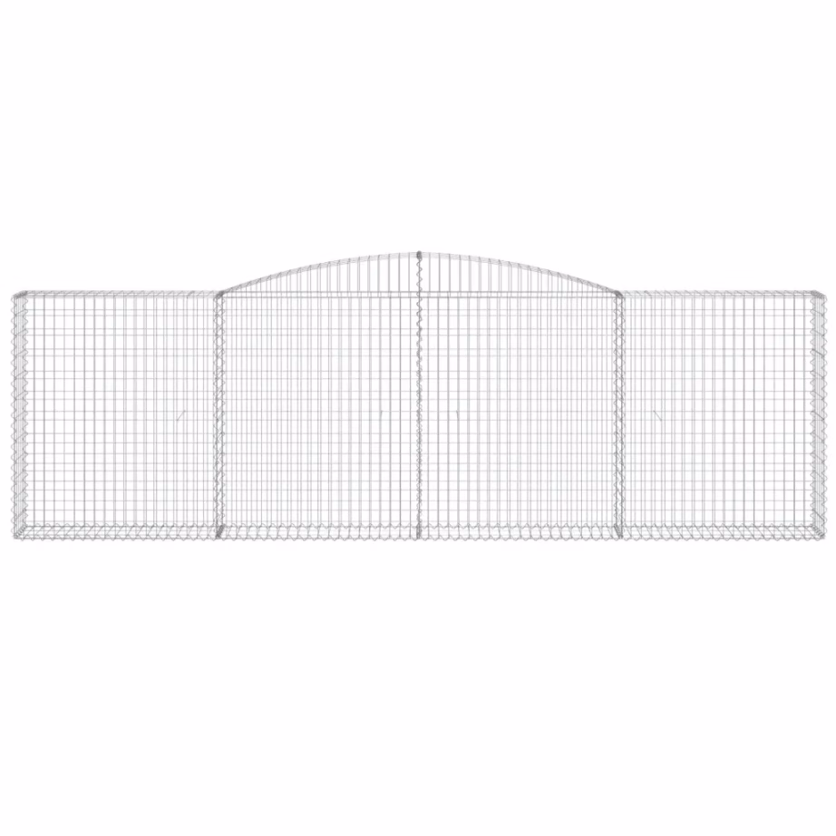 Kaarekujulised gabioonkorvid aiaseinaks, 8 tk, tsingitud raud, hõbedane, 400 x 30 x 120/140 cm – 4