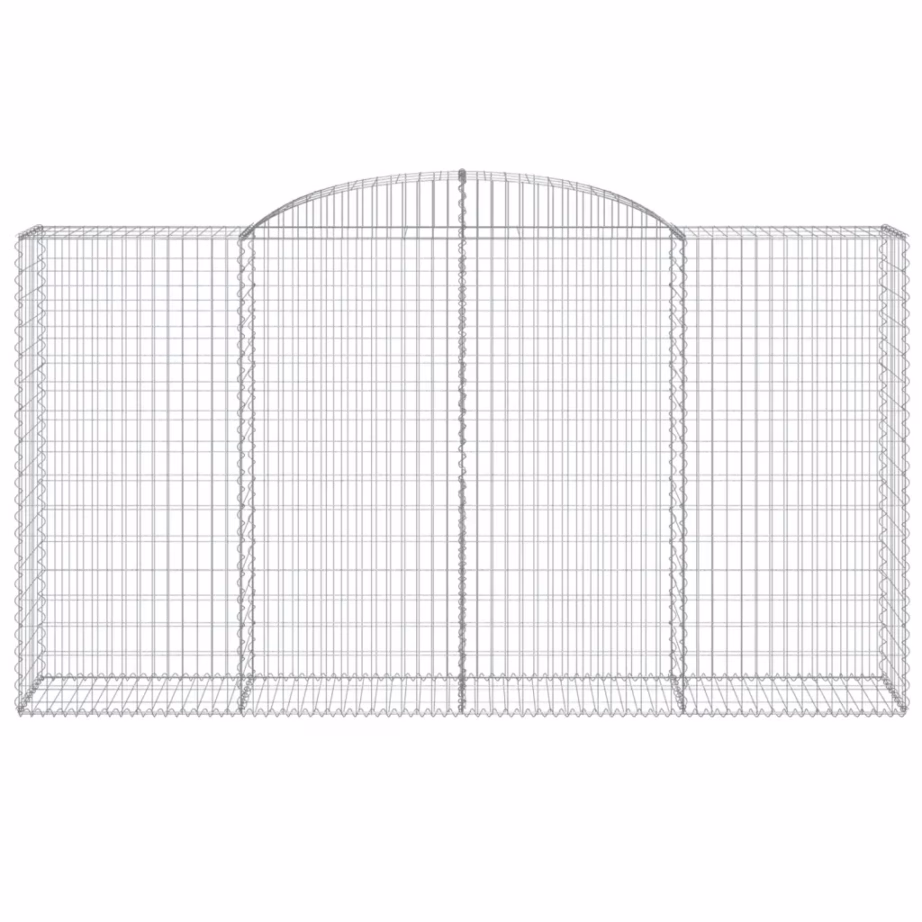 Kaarjad gabioonkorvid aiaseinaks, 5 tk, hõbedane, 300 x 50 x 160/180 cm, tsingitud raud – 4