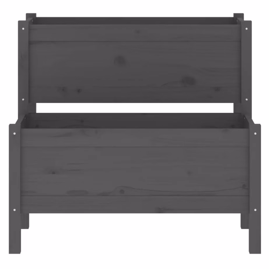 Kahetasandiline taimekast, hall männipuidust, 84,5 x 84 x 75 cm – 4