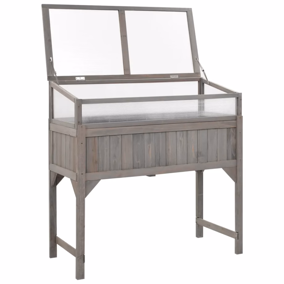 Hall kasvuhoonega taimelava, tugevast nulupuidust, 110 x 54 x 120 cm – 2