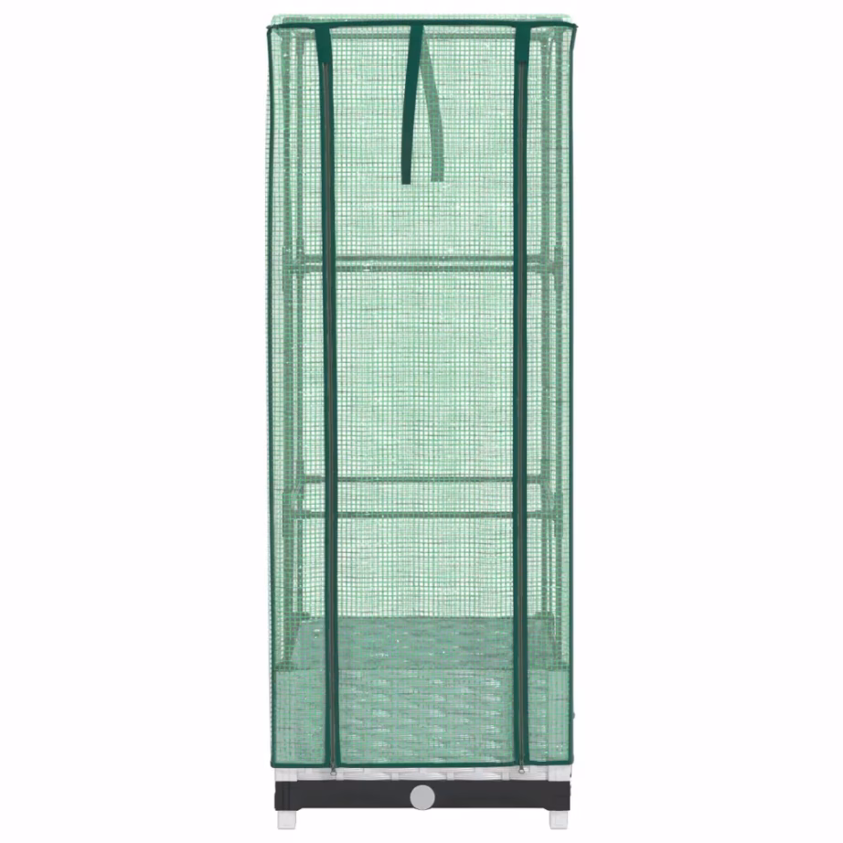 Kasvuhoonekattega kõrgendatud peenar rotangiimitatsiooniga, valge, 40 x 40 x 123 cm – 4