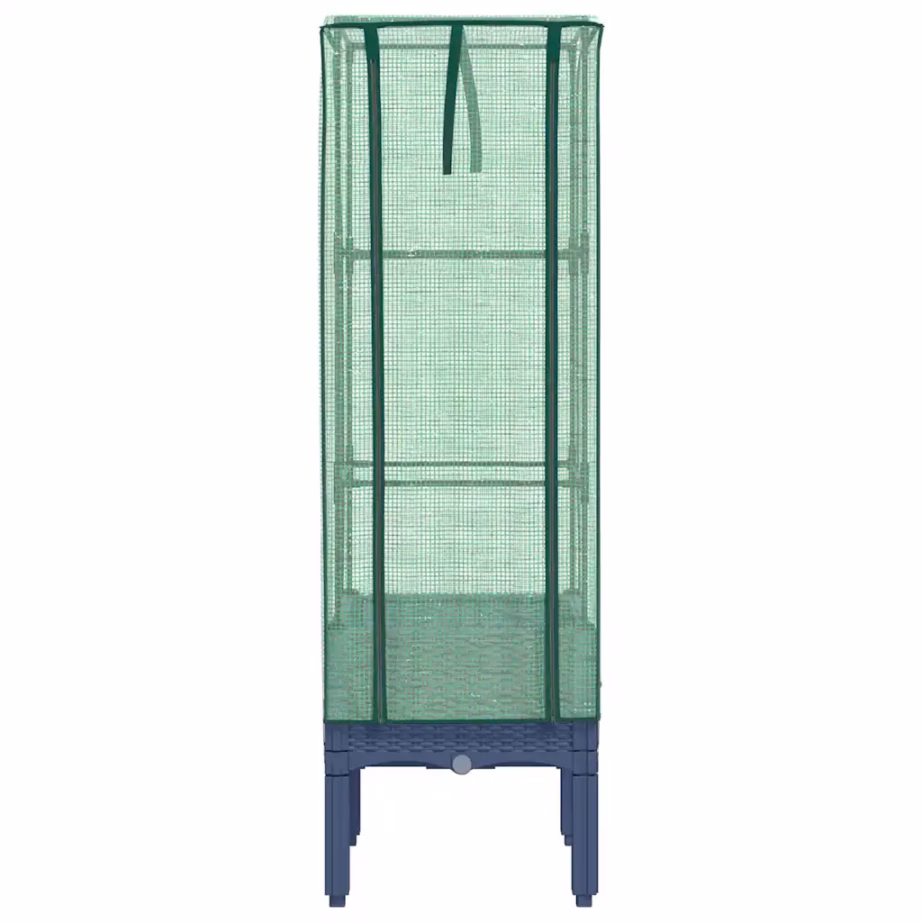 Kasvuhoonekattega kõrgendatud taimekast, rotangi välimus, sinakashall, 40 x 40 x 140 cm – 4