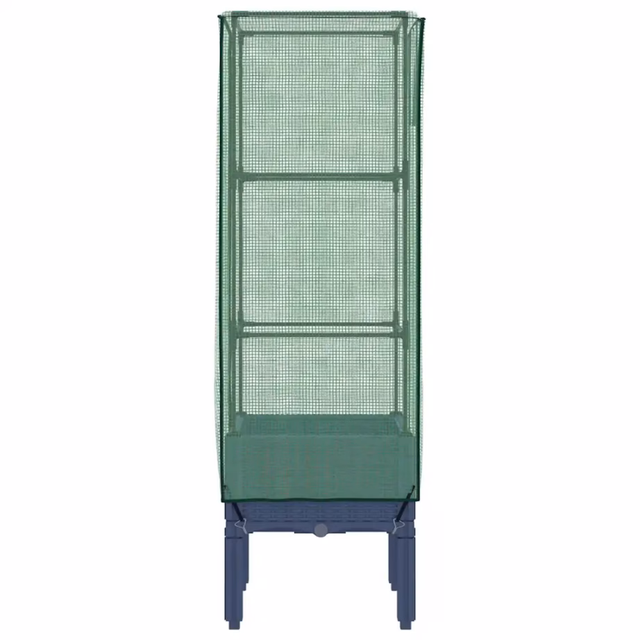 Kasvuhoonekattega kõrgendatud taimekast, rotangi välimus, sinakashall, 40 x 40 x 140 cm – 5