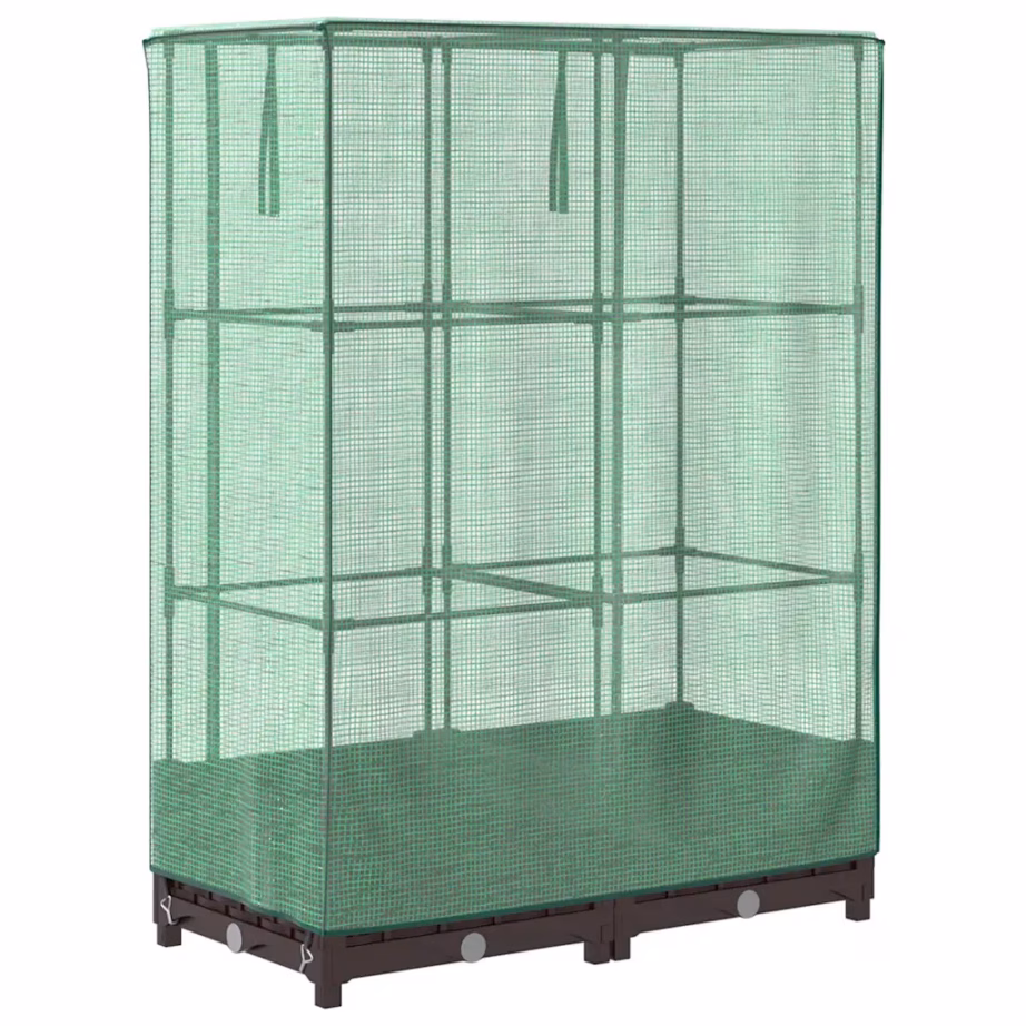Kasvuhoonekattega kõrgendatud taimekast, rotangi välimus, pruun, 80 x 40 x 123 cm – 6