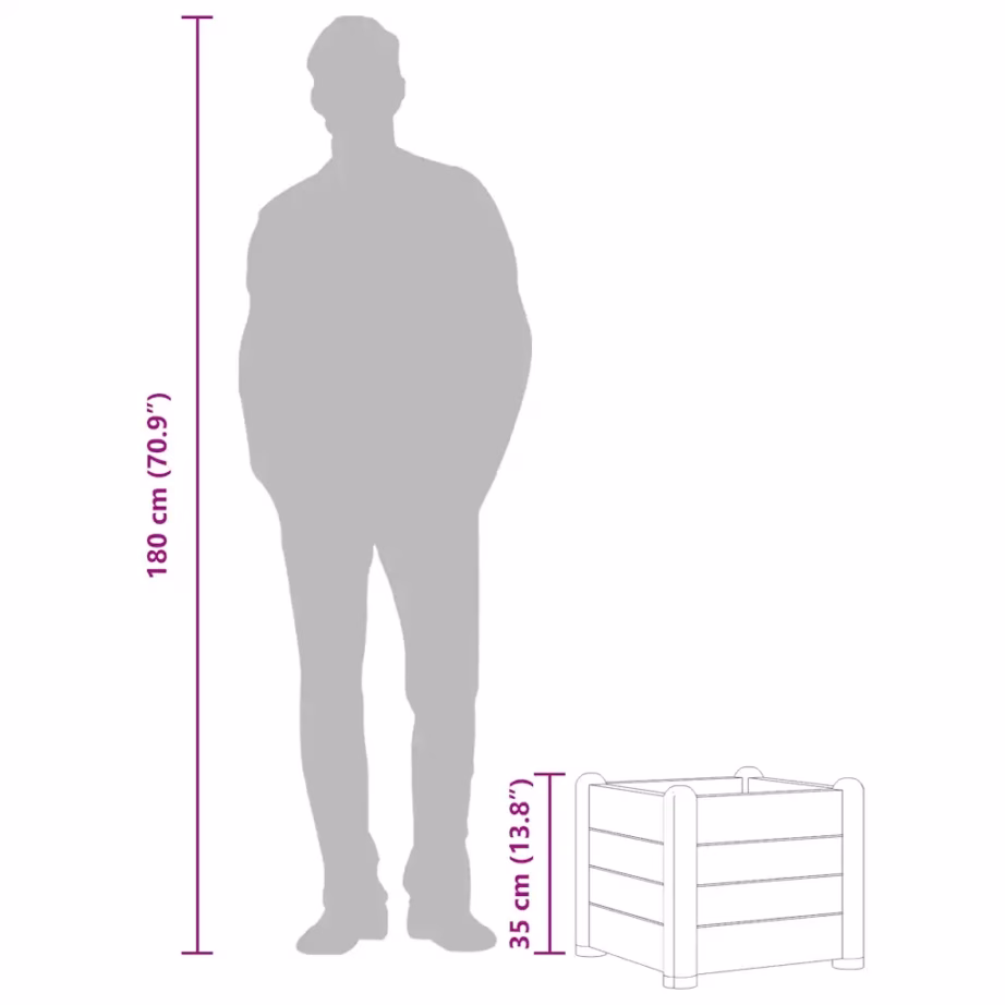 PP taimekast äravoolupõhjaga, kivihall, 30 l, 43 x 43 x 35 cm – 6