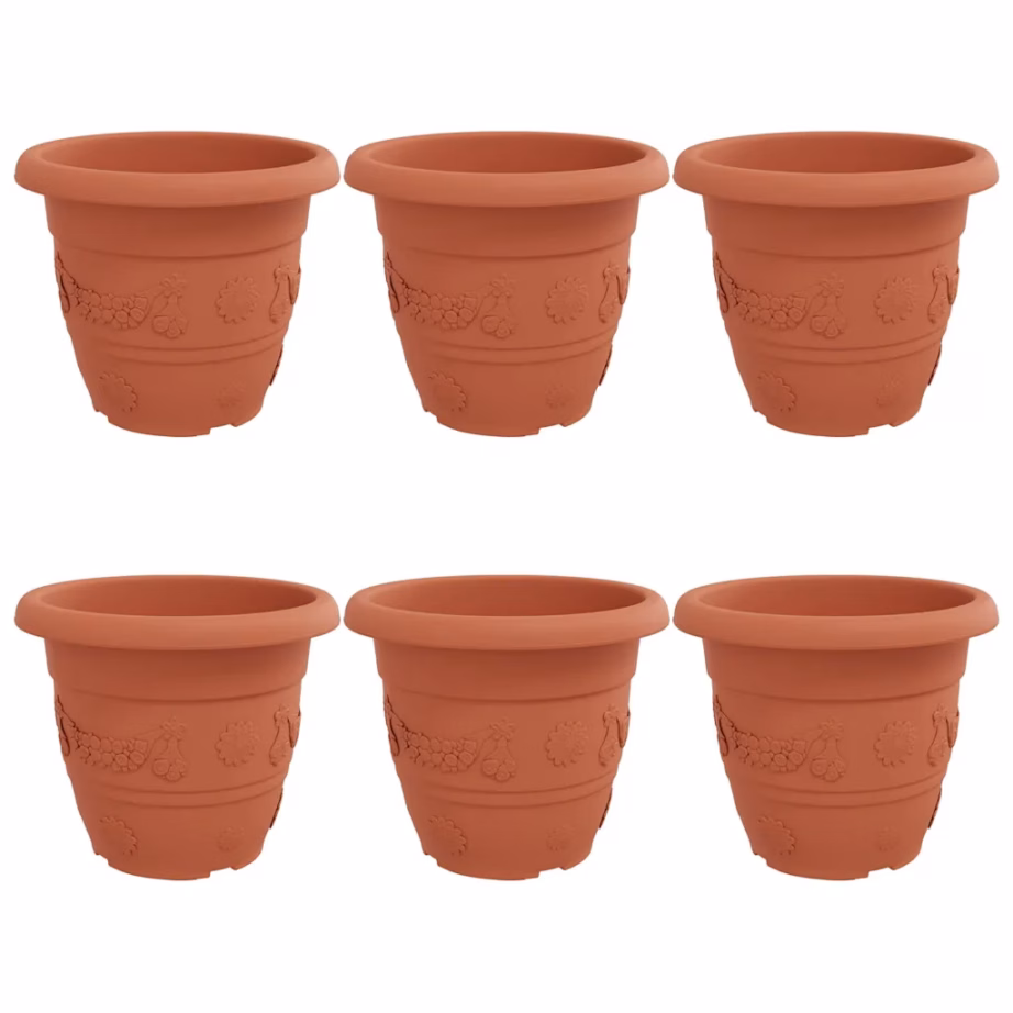 Ümmargune plastlillepott keeratud servaga, kohviroosa, Ø 26 x 21,5 cm, 6 tk – 2