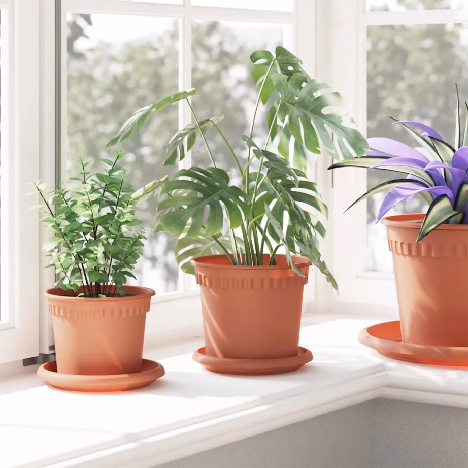 Ümmargused plastlillepotid drenaažiavadega, 6 tk, kohviroosa, Ø 15 x 12 cm – 4