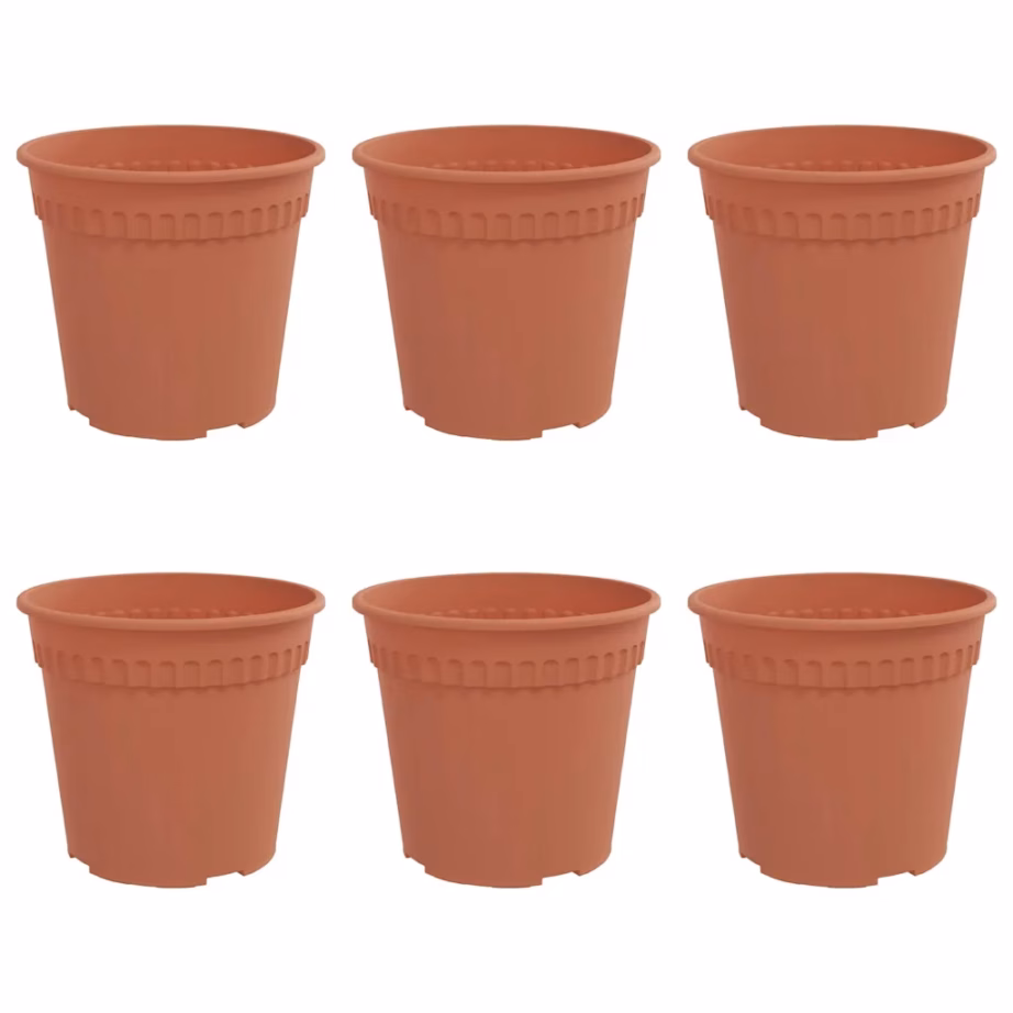 Ümmargused plastlillepotid drenaažiavadega, kohviroosa, 6 tk, Ø 17 x 14 cm – 2