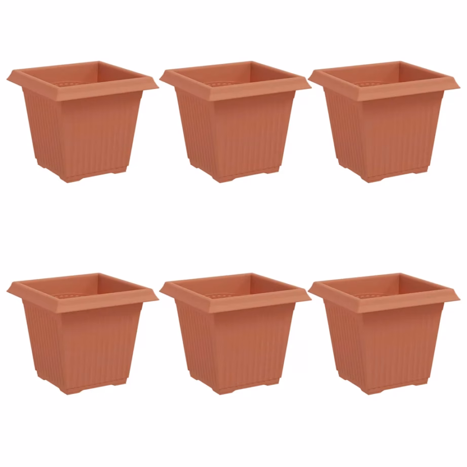 Ruutlillepotid, 6 tk, kohviroosa plastmass, 16 x 16 x 14 cm - 2