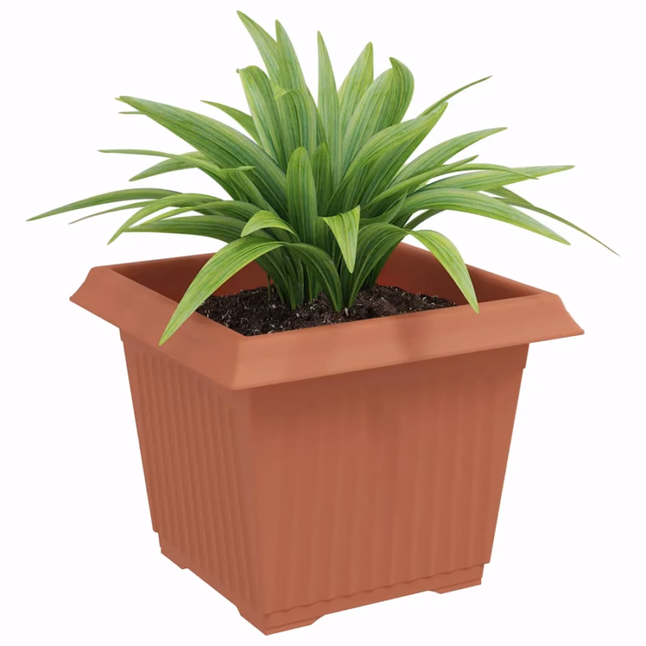 Ruutlillepotid drenaažiavadega, 6 tk, kohviroosa plastist, 23 x 23 x 17,5 cm – 3