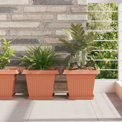 Ruutlillepotid 24 tk, kohviroosa plastmass, 28,5 x 28,5 x 22 cm