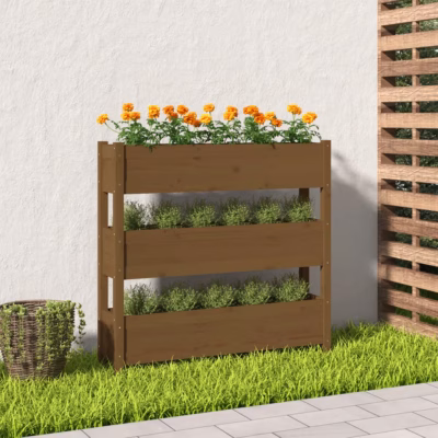 Kolmekorruseline taimekast männipuidust, meekarva, 112 x 25 x 104,5 cm