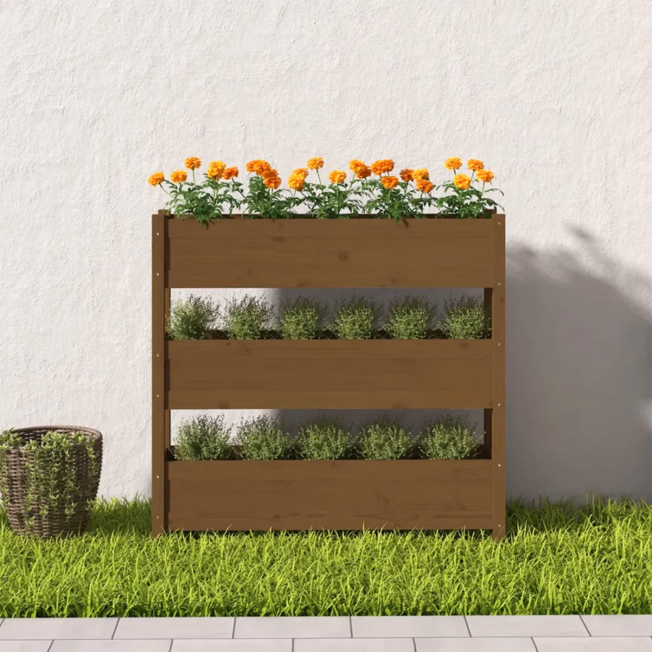 Kolmekorruseline taimekast männipuidust, meekarva, 112 x 25 x 104,5 cm – 3