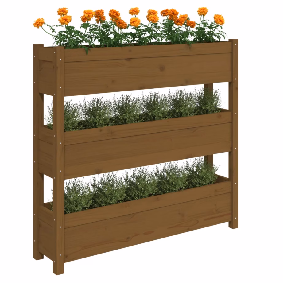 Kolmekorruseline taimekast männipuidust, meekarva, 112 x 25 x 104,5 cm – 4