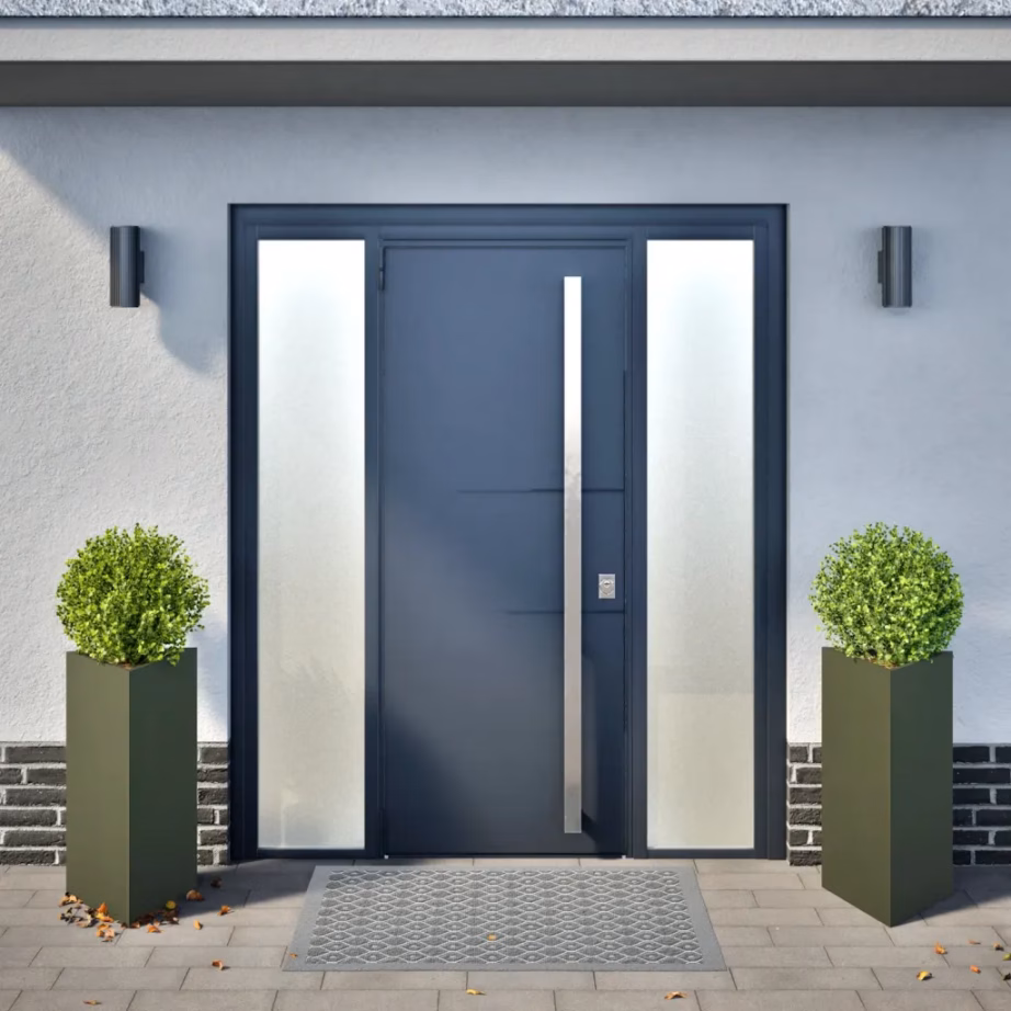 Kolmnurksed aia taimekastid põhjaga, 2 tk, oliiviroheline teras, 40 x 34,5 x 70 cm – 3